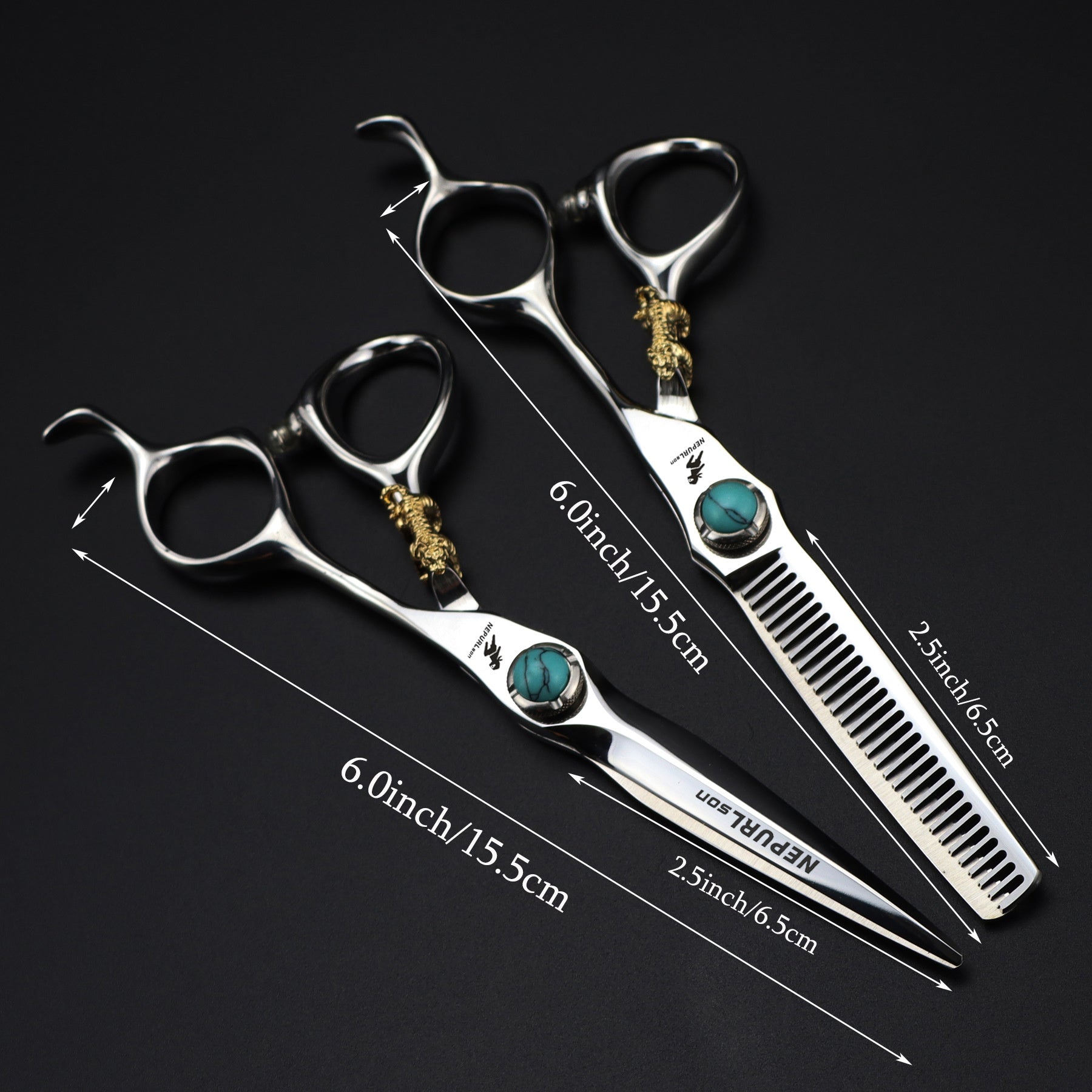 6-Inch Professional Hairdressing Scissors Texturizing Shears for Dry and Textured Hair Right-Handed Gold Tiger Design