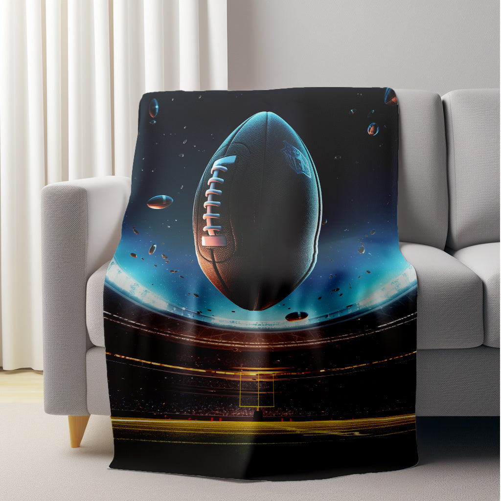 American Football Stadium Print Flannel Throw Blanket Cozy Lightweight Tear-Resistant