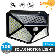 4-Pack Solar Motion Lights with 100 LED IPX-4 Water-Resistant Outdoor Security Lighting