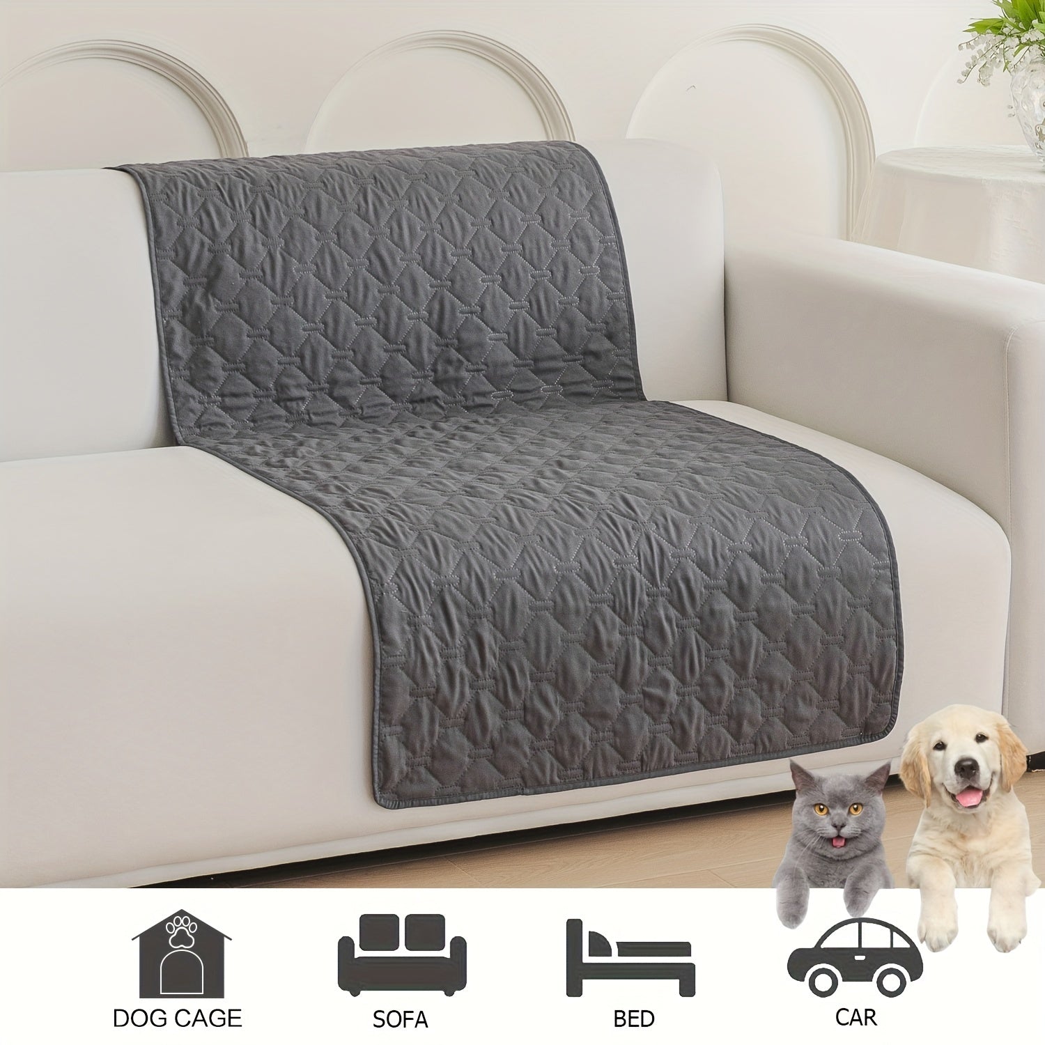 Alfombra impermeable para mascotas en gris oscuro para perros y gatos con propiedades anti-ensuciamiento 75x180cm