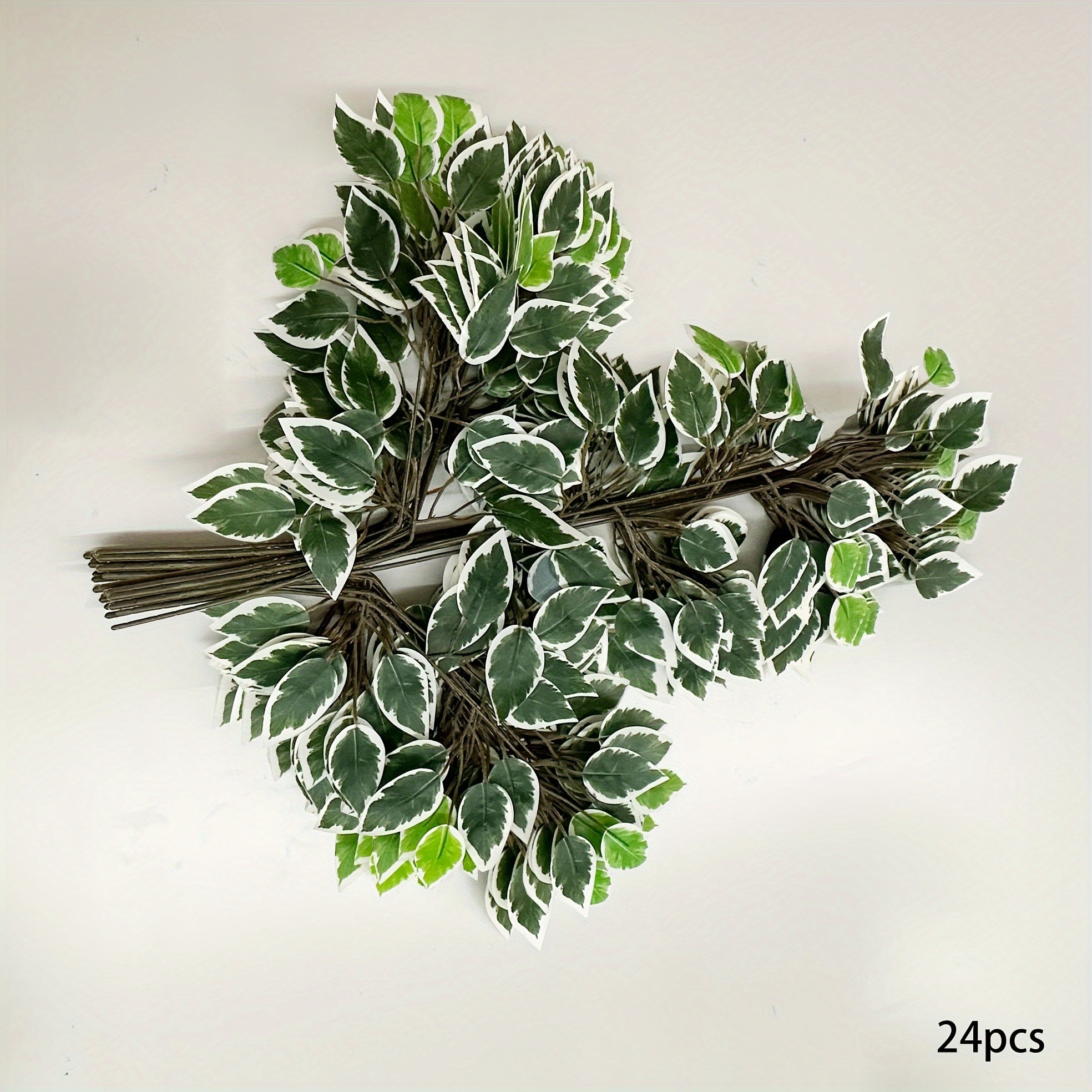 24pcs Artificial Banyan Tree Leaf Branches for Wedding Arches and Home Decor Green Plant Sprays