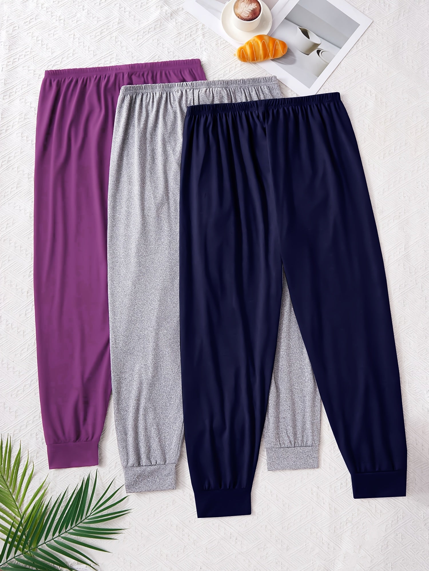 Women's Solid Color Casual Joggers Polyester Elastane Home Wear