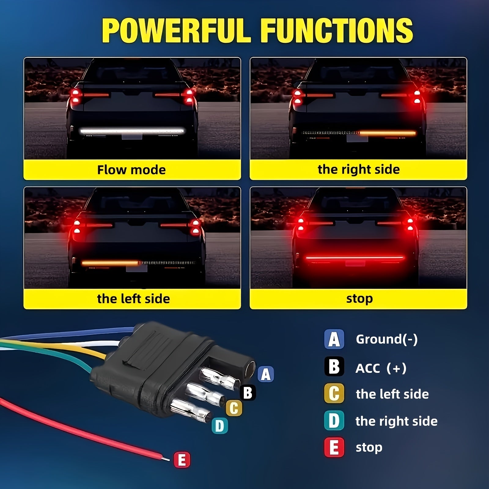 152.4cm LED Arrow Light Strip for Trucks Red and Yellow Turn Signal