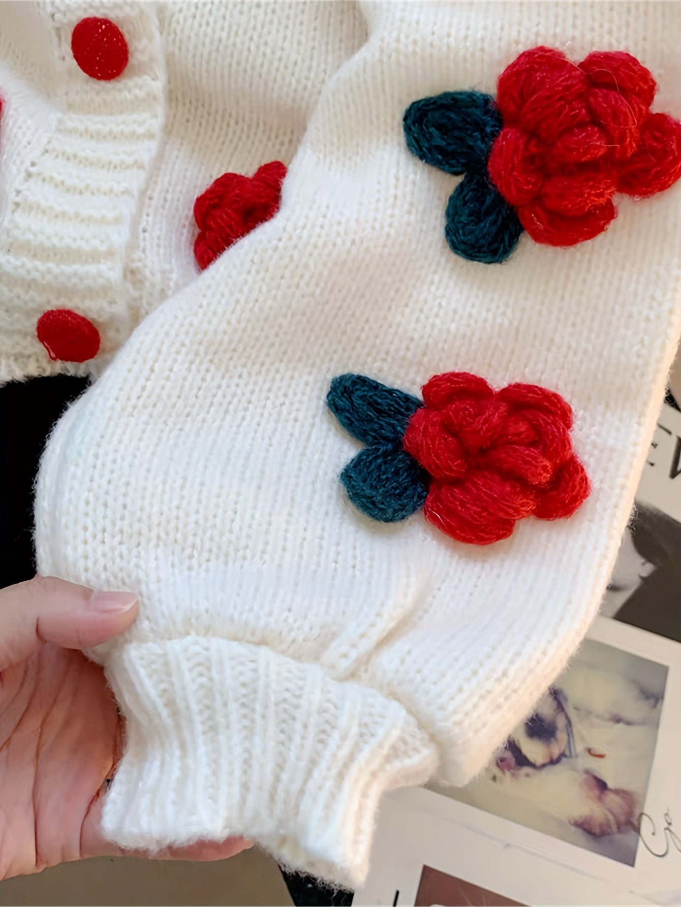 Женский кардиган с рифленым V-образным вырезом и цветочным принтом, повседневный с пуговицами, длинный рукав для осени