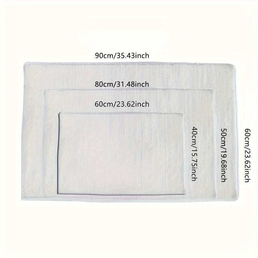 Oblong Bath Rug Non-Slip Quick-Dry Absorbent Polyester 1.8cm Thick