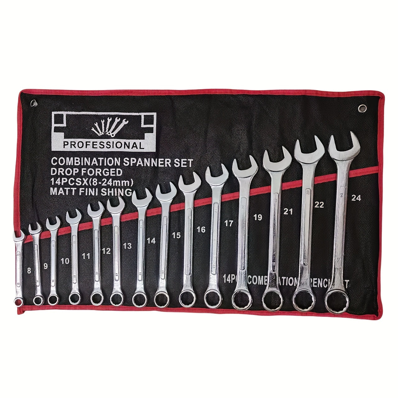 14-Piece Steel Hand Tool Set with Extended Ratchet Wrench and Dual-End Hex and Flat Heads