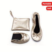 ayollar uchun buriladigan balet tufli, tugma bilan, yumshoq tagliklar, to'ylar uchun