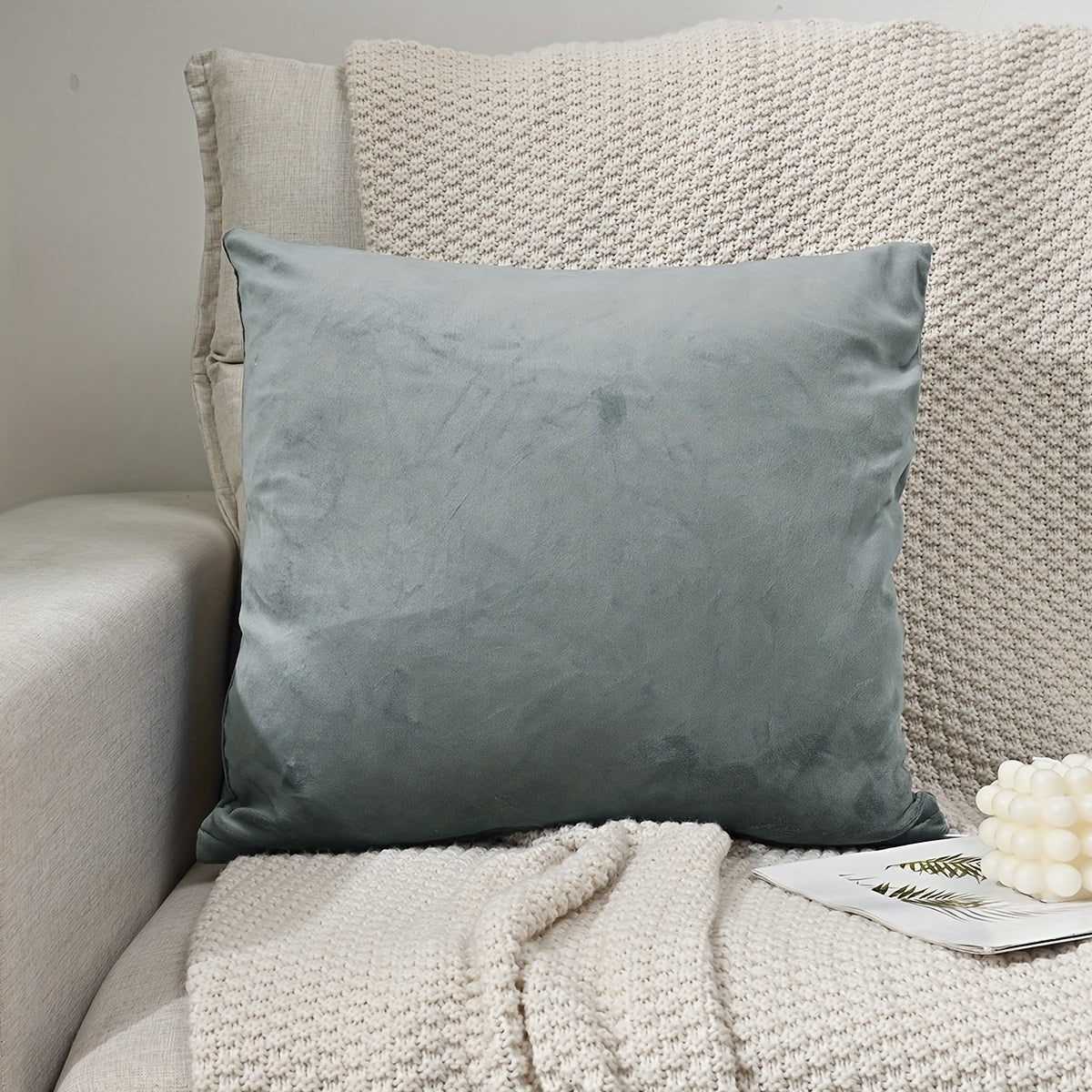 Luxurious Silver Fox Velvet Throw Pillow Cover with Zipper Closure
