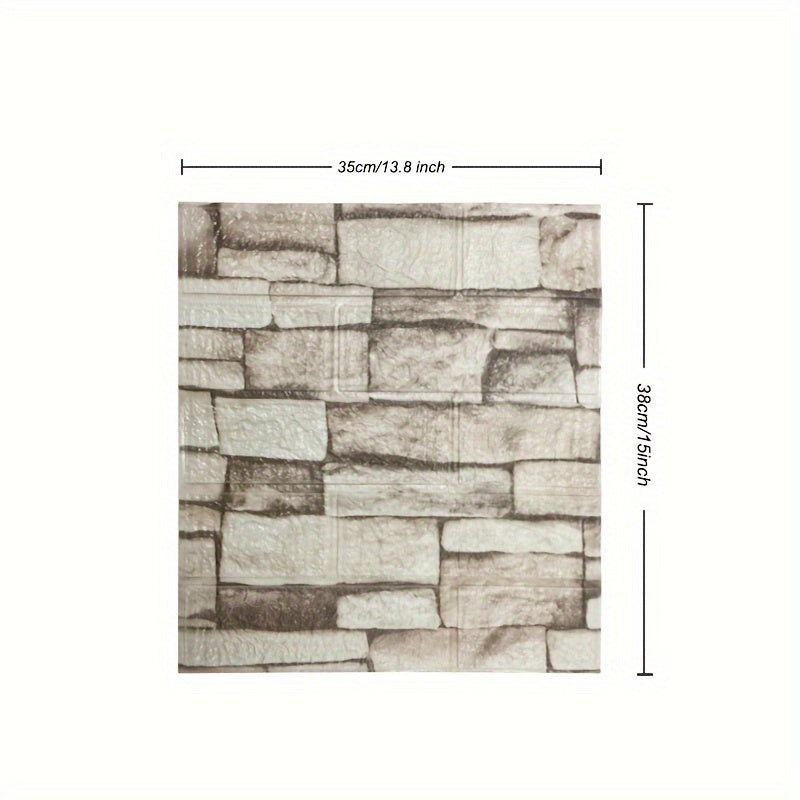 Self-Adhesive Wallpaper Wall Covering Brick Stone Wood Pattern Washable