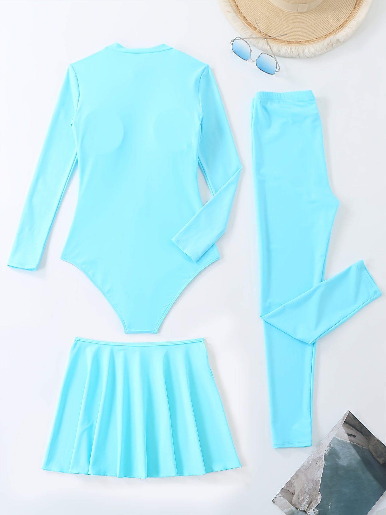 Women's Full Coverage Swimsuit with Long Sleeves High Neck Slimming One-Piece Bathing Suit