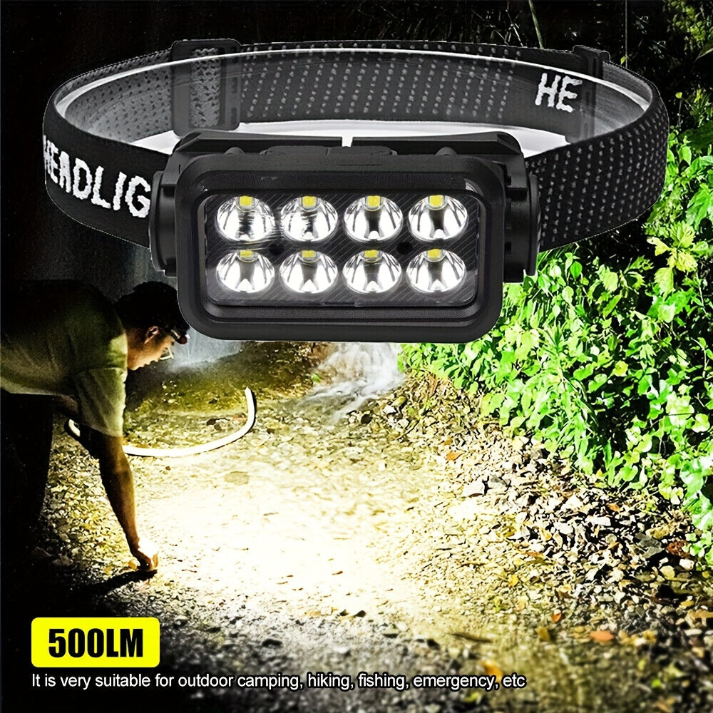 LED Headlamp with 6 Bright Modes Rechargeable USB Adjustable for Outdoor Activities