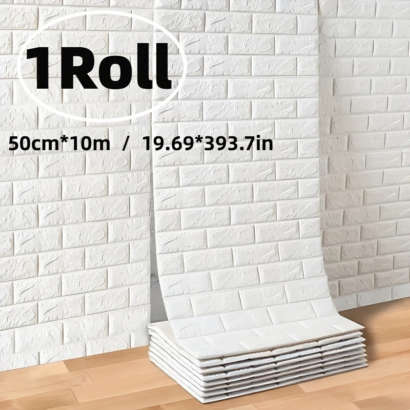 3D Brick Wall Sticker Vinyl Wallpaper Self-Adhesive 10m for Home Decor