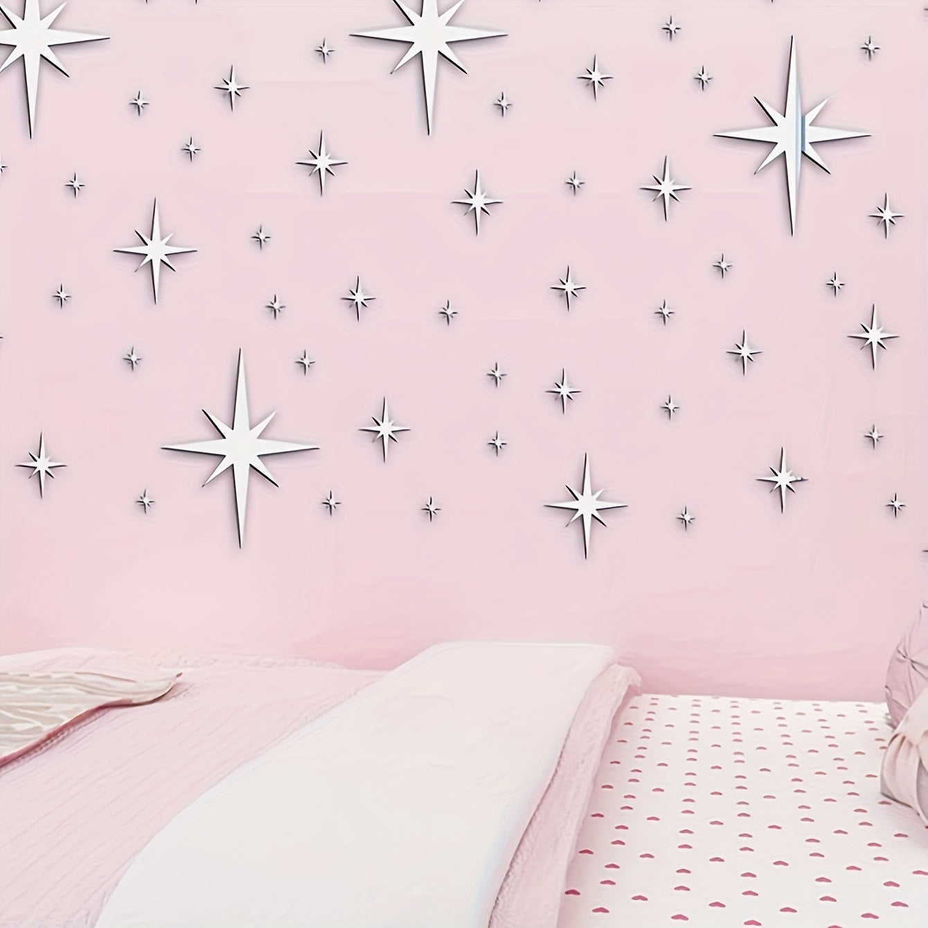 82 Acrylic Star Mirror Wall Stickers for Creative Decor Ceiling and Wall Art