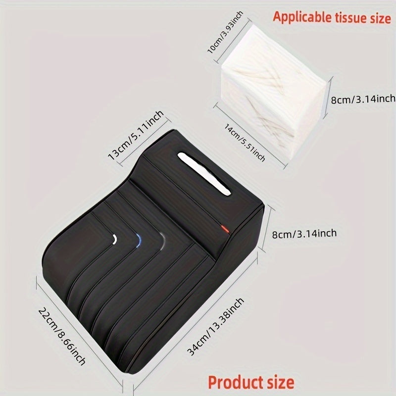 Memory Foam Car Armrest Cushion with Tissue Box Holder Black Ergonomic Support