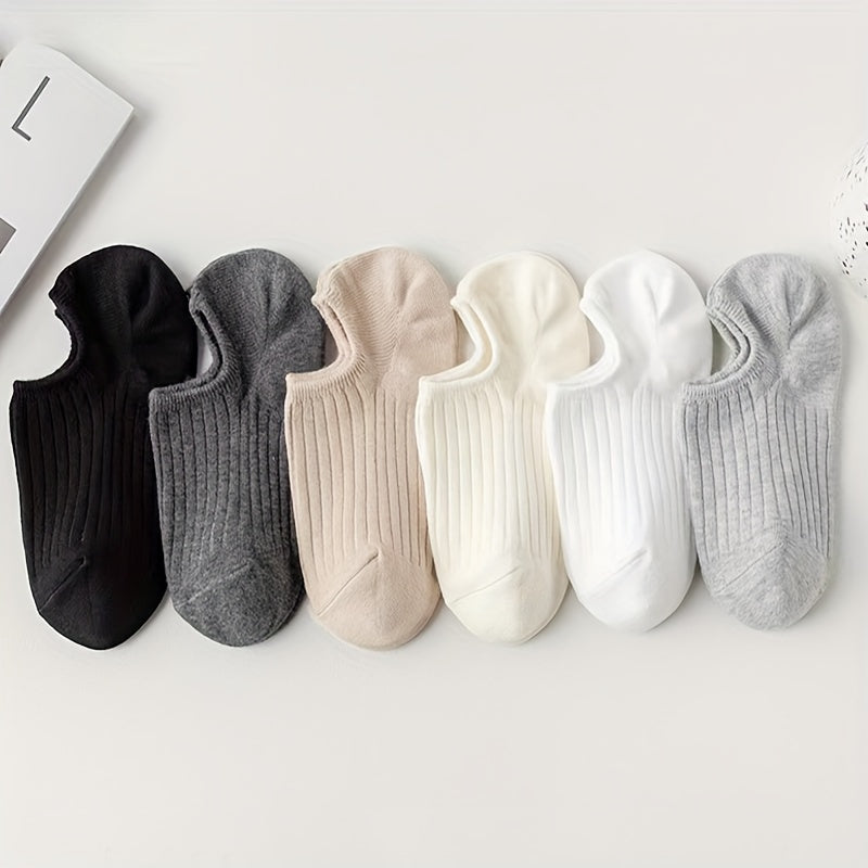 Women's No-Show Socks 3/6/12 Pack Solid Color Invisible Boat Style Polyester