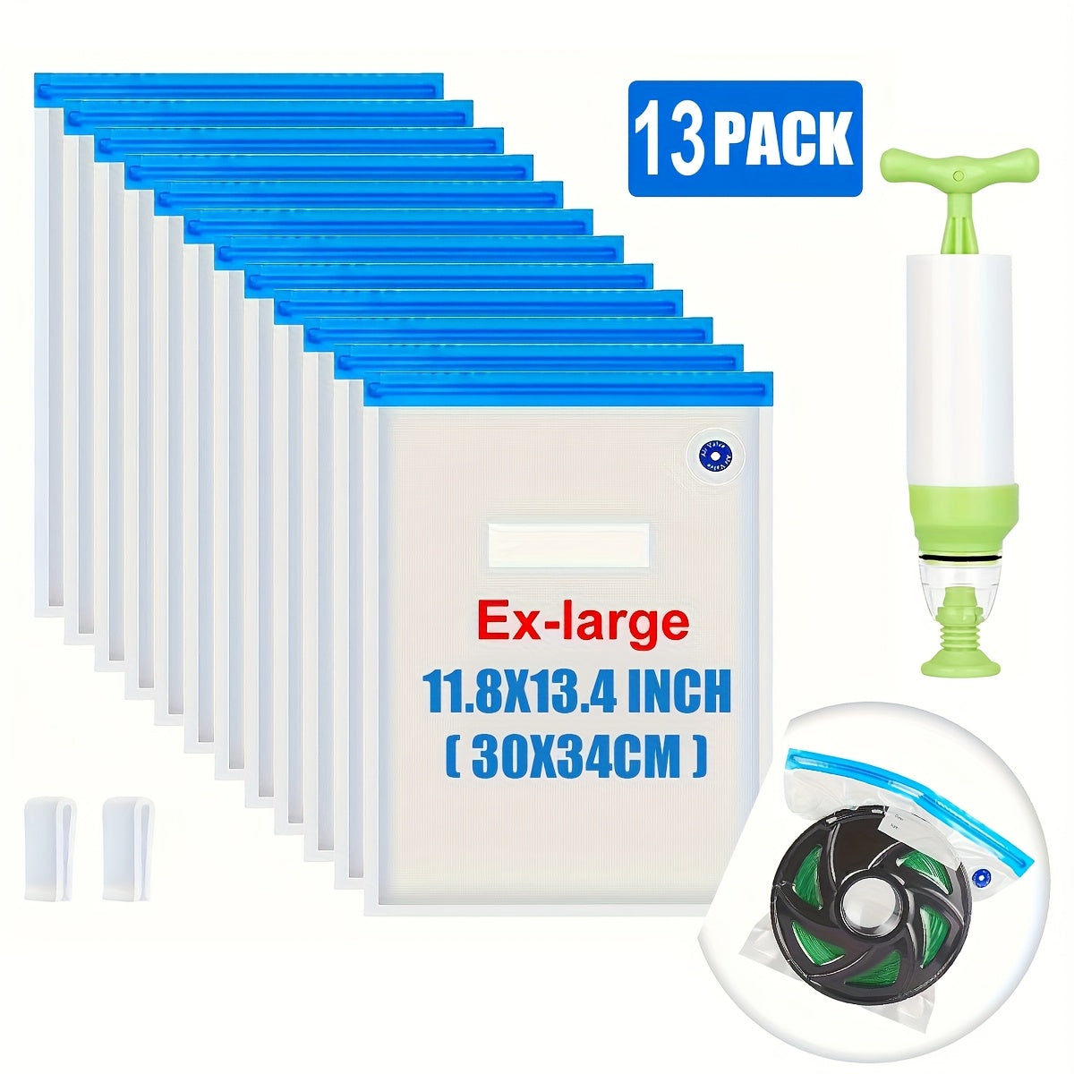 Large Airtight Storage Bag for 3D Printer Filament with Hand Pump 29.97x34.04 cm