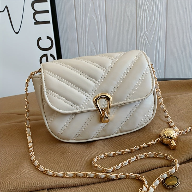 Black Quilted Crossbody Bag for Women Faux Leather Water-Resistant Elegant