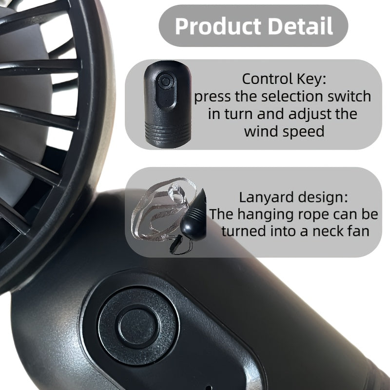 Mini Fan Set 3 Pack Portable Handheld Fans with Lanyards USB Rechargeable Adjustable Speeds