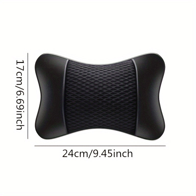 Ergonomic Car Neck Pillow Breathable Faux Leather Headrest with Mesh Ventilation