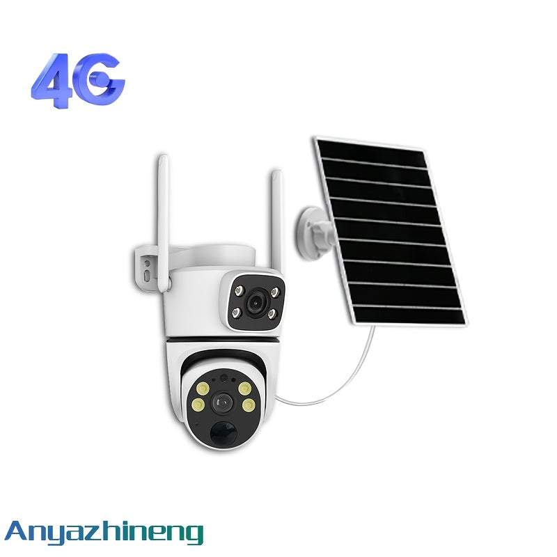Outdoor Solar Security Camera with 4G LTE, 355° View, PIR Motion Detection, Two-Way Audio