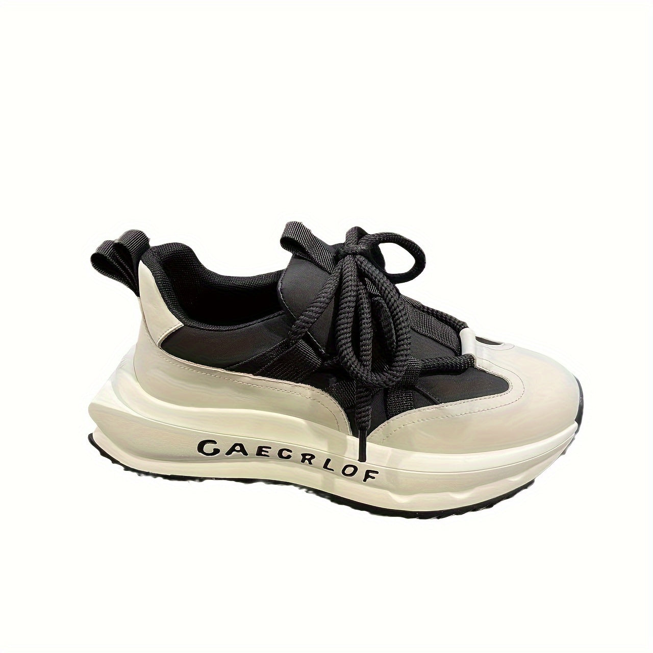 Erkaklar uchun zamonaviy ipli platforma krossovkalari rangli blok dizayni bilan - tasodifiy yurish uchun qulay va nafas oladigan.