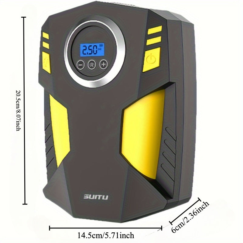 Portable Tire Inflator with Digital Gauge LED Light for Cars and Bikes