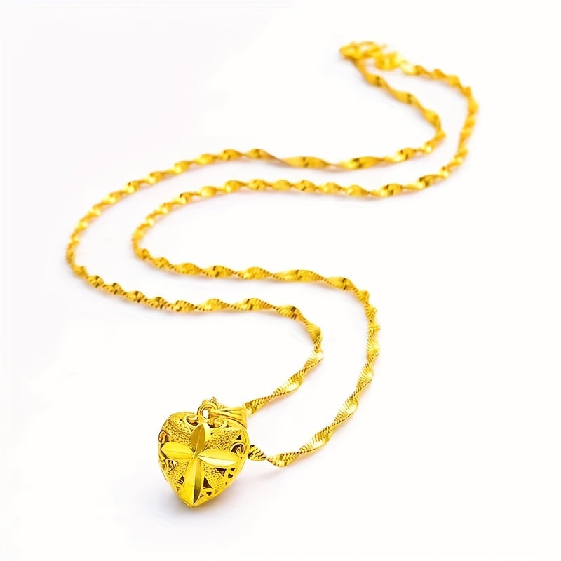 Heart-Shaped Pendant Necklace for Women Hollow 18K Gold Plated Gift
