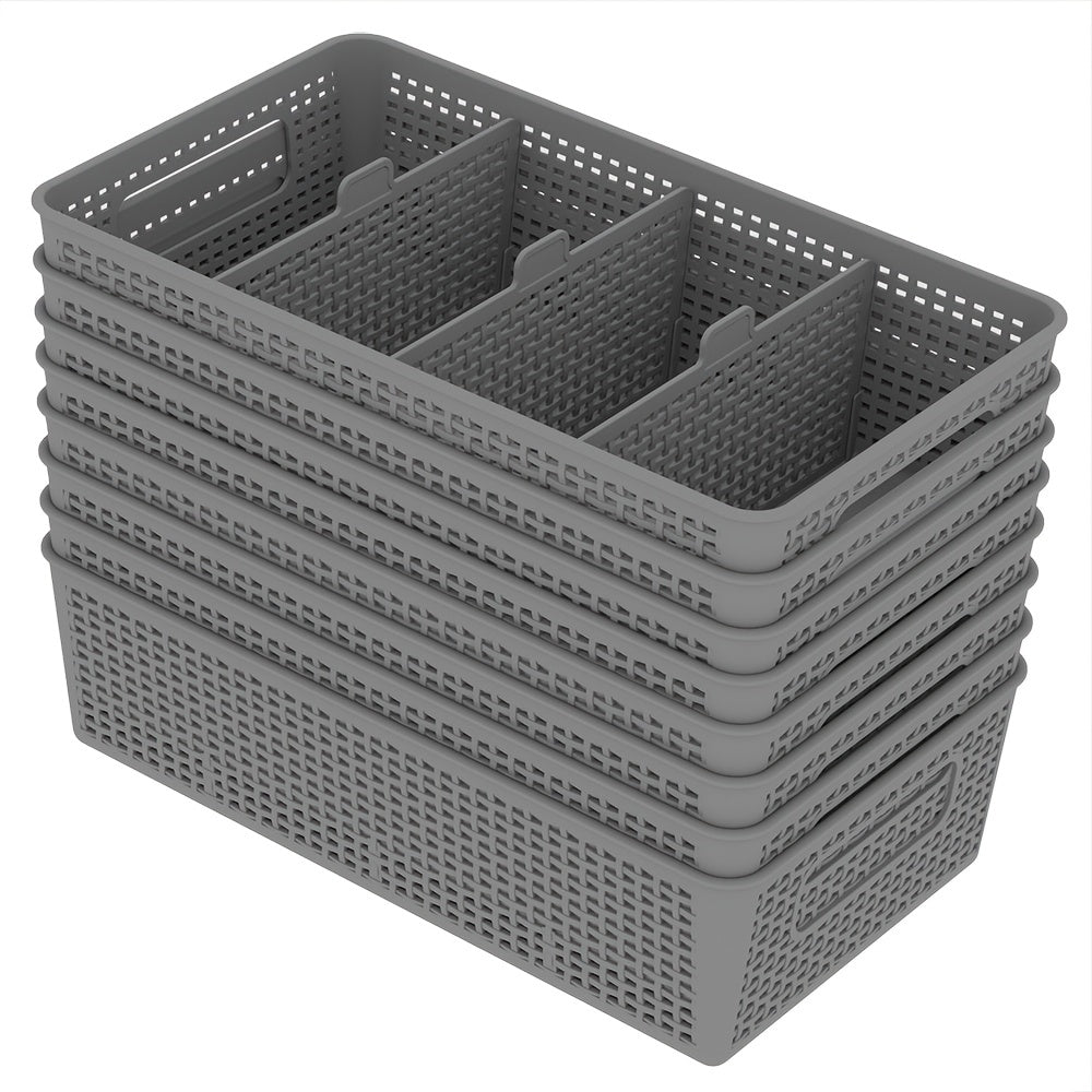 Multi-Purpose Woven Storage Box with Divider for Bathroom and Kitchen Cabinets 1-8 Pieces
