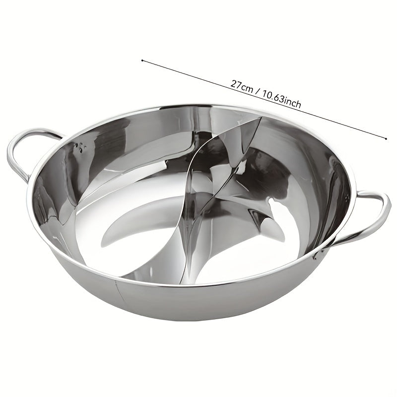 Induction-Compatible 28cm Stainless Steel Divider Cookware Dual Flavor Shabu Shabu Pot