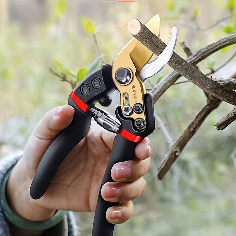Tijeras de podar de acero al carbono con hojas de acero aleado SK-5 y mango ergonómico para jardín y floristería