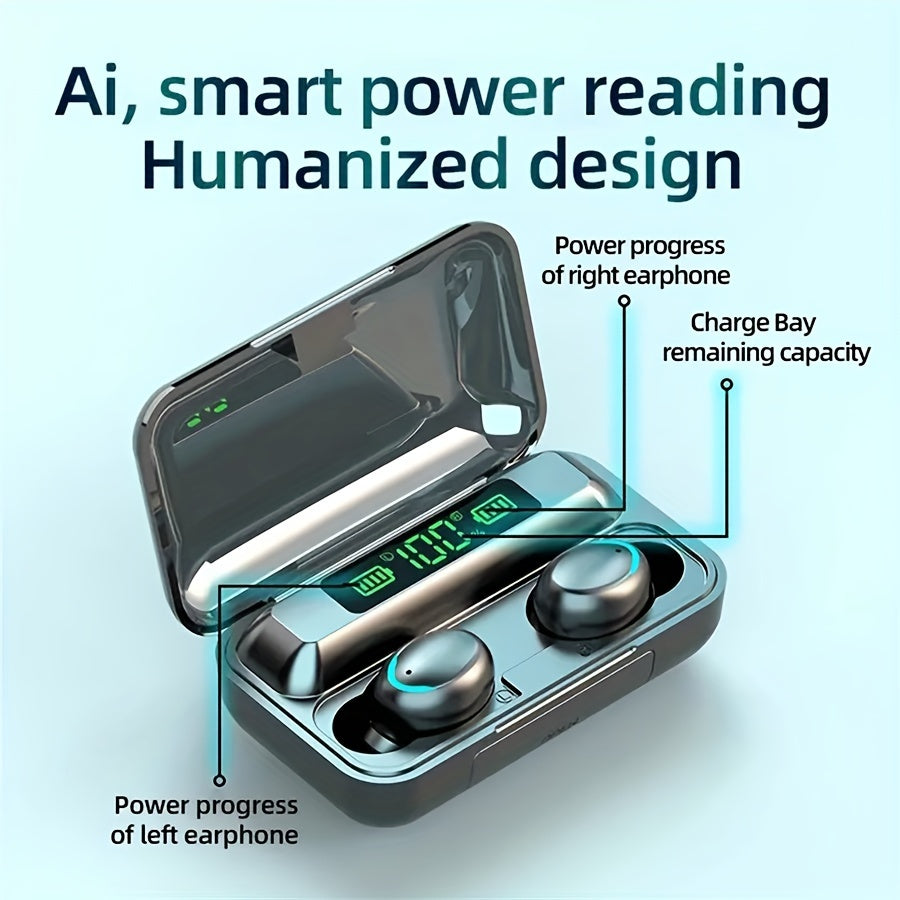 Briame Hi-Fi стерео TWS беспроводные наушники с сенсорным управлением, изоляцией шума, микрофоном, цифровым дисплеем и зарядным кейсом для экстренных ситуаций - идеальны для геймеров и спортсменов.