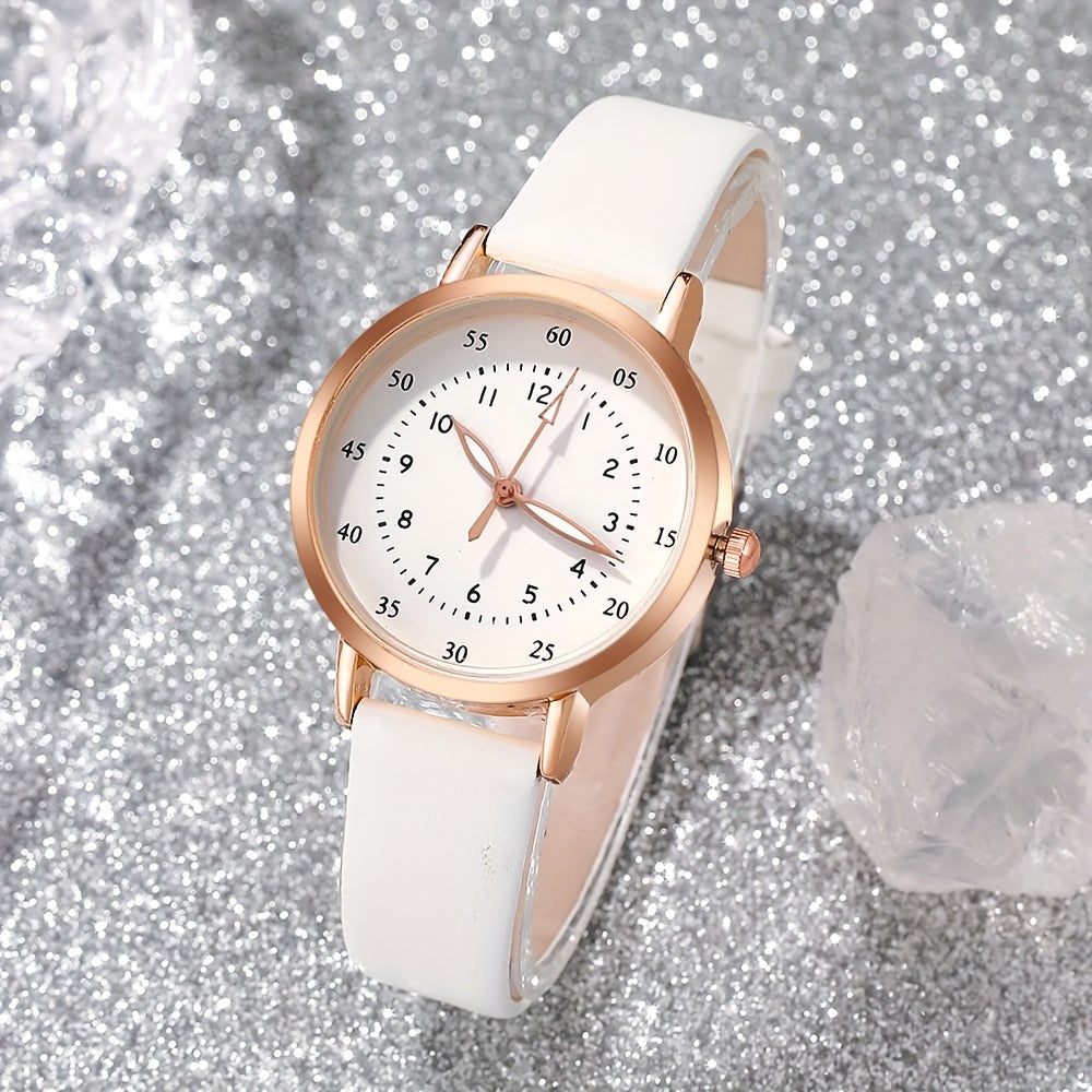 Women's Boho Style Quartz Watch and Jewelry Set with Faux Leather Strap and Zinc Alloy Case