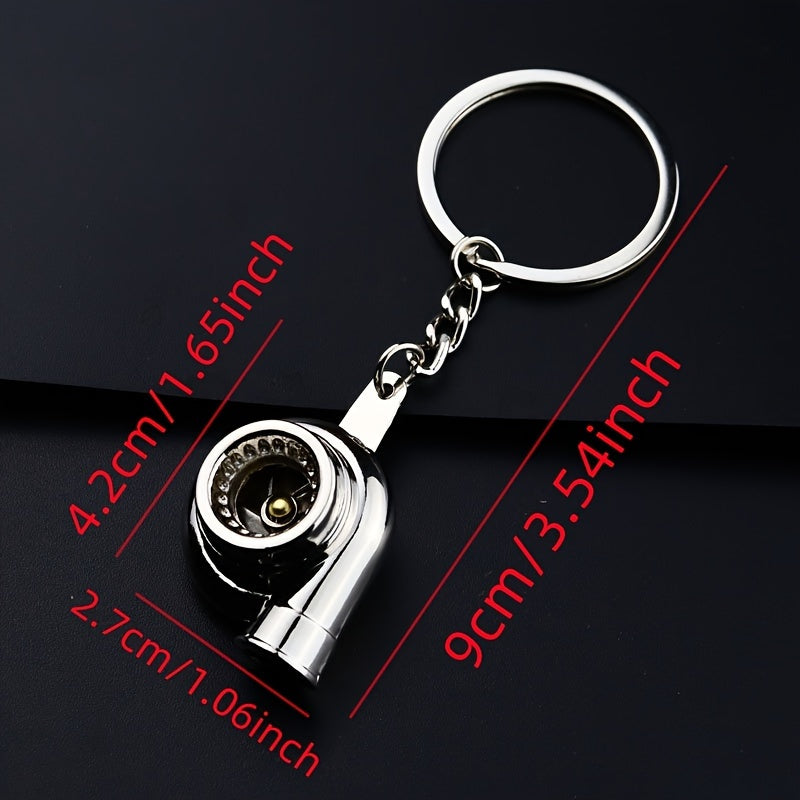 Unisex Metal Golden Turbocharged Keychain Car Modification Accessory