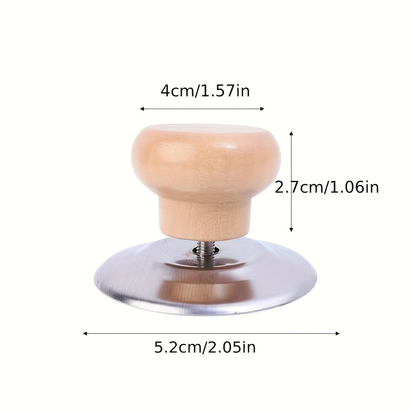 Juego de 4 asas para tapas de olla de acero inoxidable con pomo de madera para utensilios de cocina