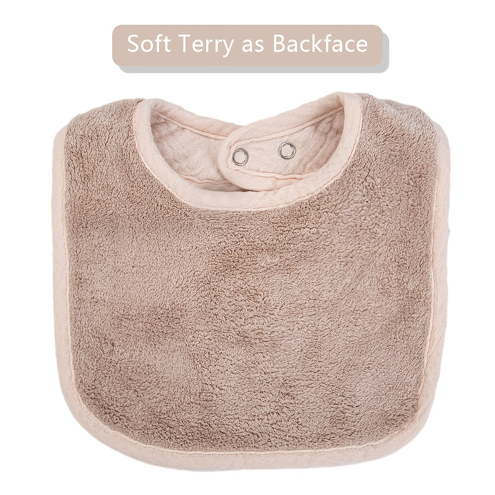 Set of 3 Baby Bibs for Newborns Waterproof Muslin Bibs with U-Absorbent Pockets for Feeding and Burping