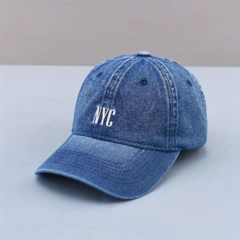 Gorra de béisbol unisex de mezclilla con logotipo de NYC bordado, ajustable, gorra casual para exteriores