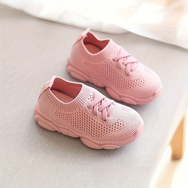 Kids Casual Sneakers Boys Girls Breathable Non-Slip Lace-Up Low Top Solid Color