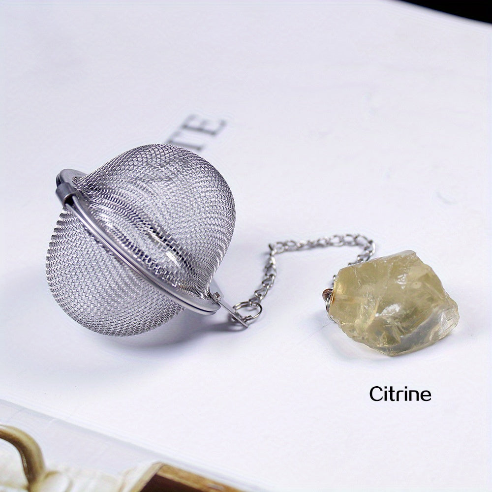 Stainless Steel Tea Filter Maker with Natural Crystal Stone