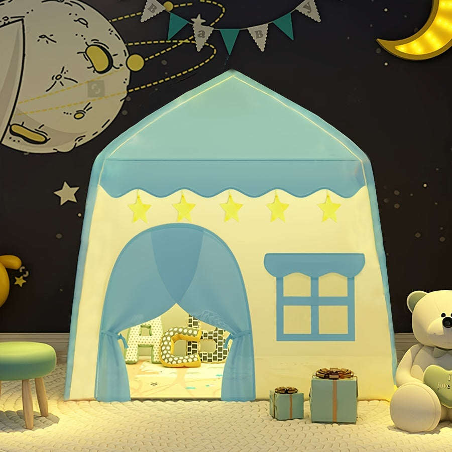 Kichkintoylar uchun keng katta ko'k yulduz malika palatasi - tug'ilgan kunlar yoki bayramlar uchun ideal sovg'a, mustahkam polyester material, tozalash oson, ijodiy o'yinlar yoki ochiq havoda partiyalar uchun mukammal.