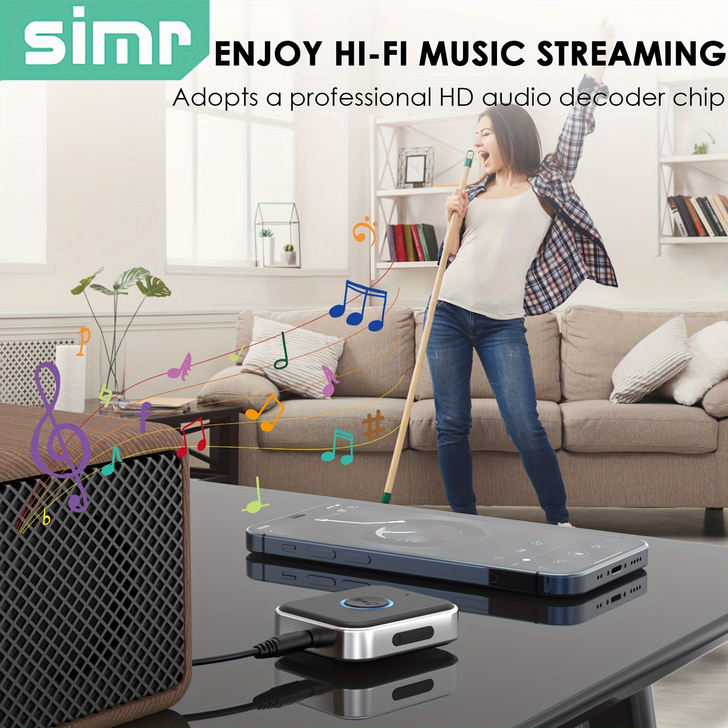 Wireless Audio Receiver Portable AUX Adapter Hands-Free for Car Home Stereo