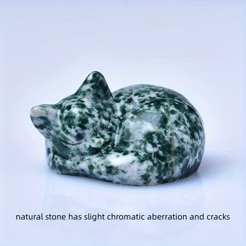 Figura de cristal de gato durmiente tallada en cuarzo natural, decoración para el hogar, regalo, 3.81cm