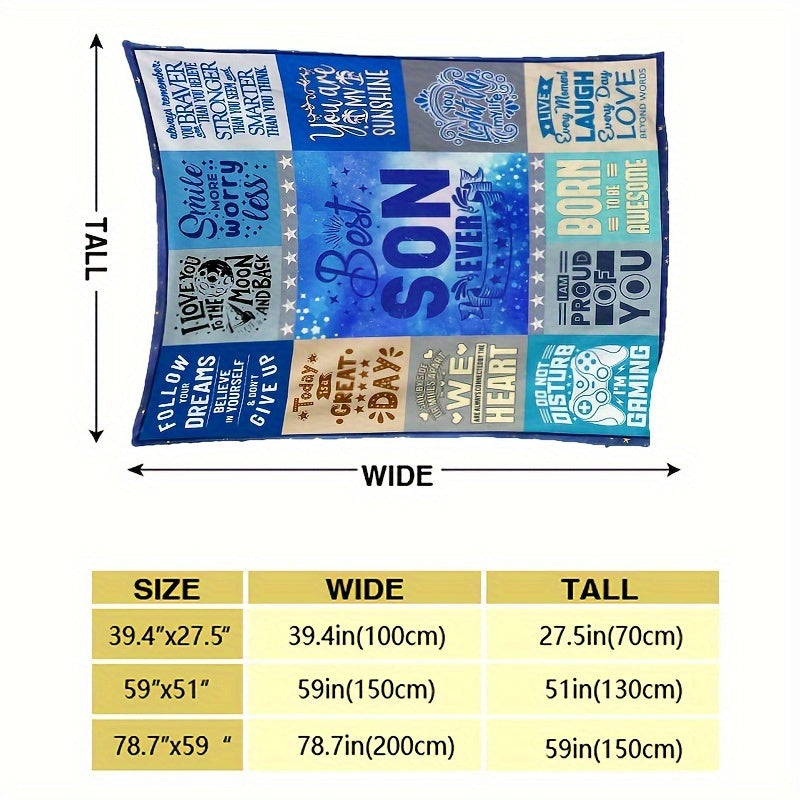 Flannel Throw Blanket Letter Print for Travel Camping Home Decor Easy to Clean