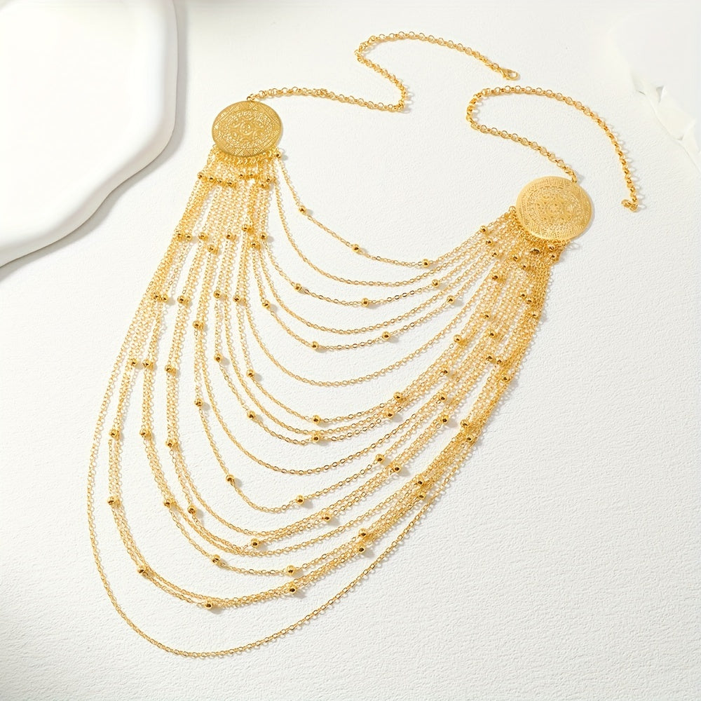 Women's Multi-Layer Tassel Collar Necklace Boho Chic Luxe Clavicle Chain Jewelry