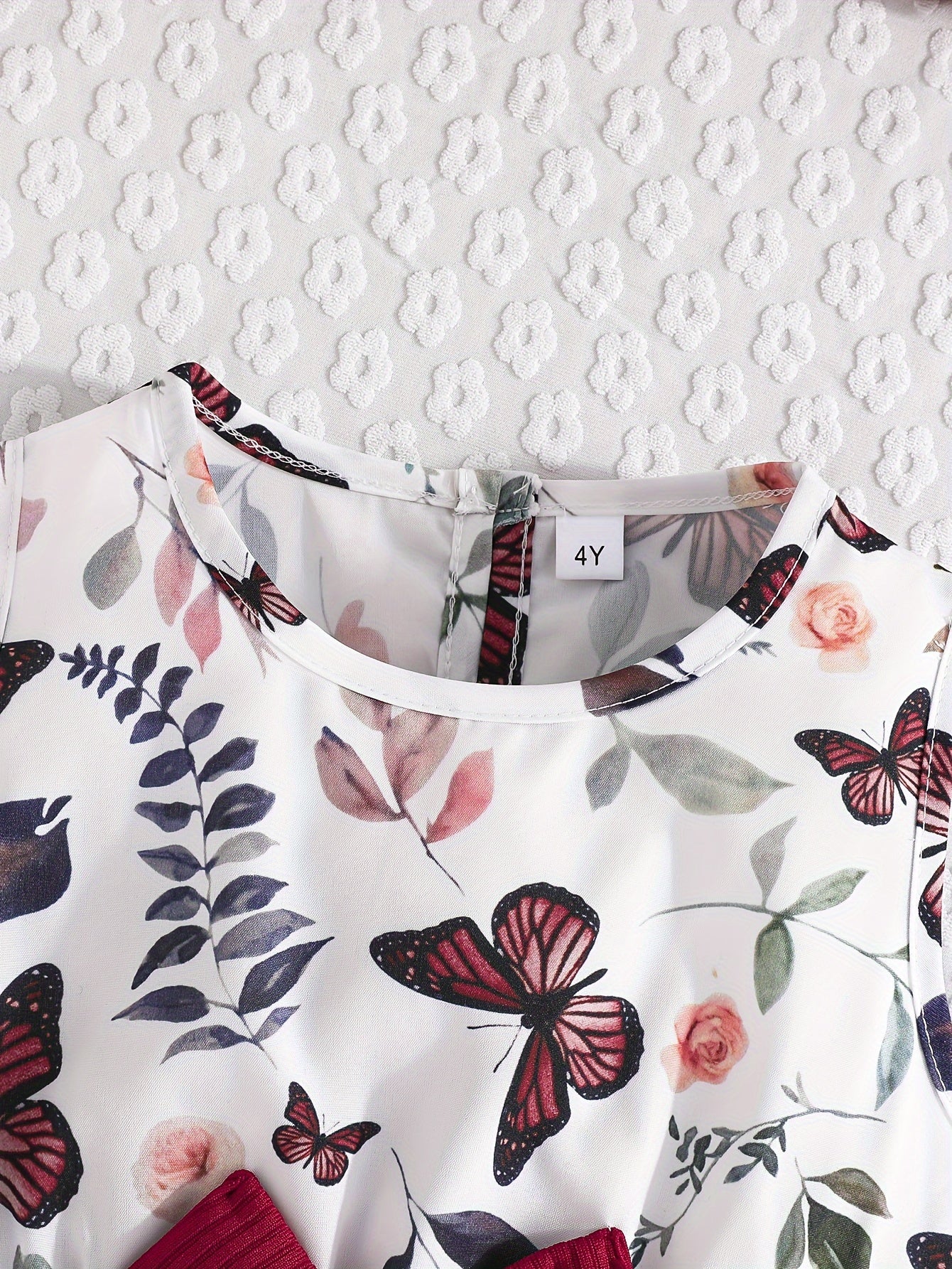 Girls Butterfly Print Casual Dress with Long-Sleeved Jacket for Spring Fall