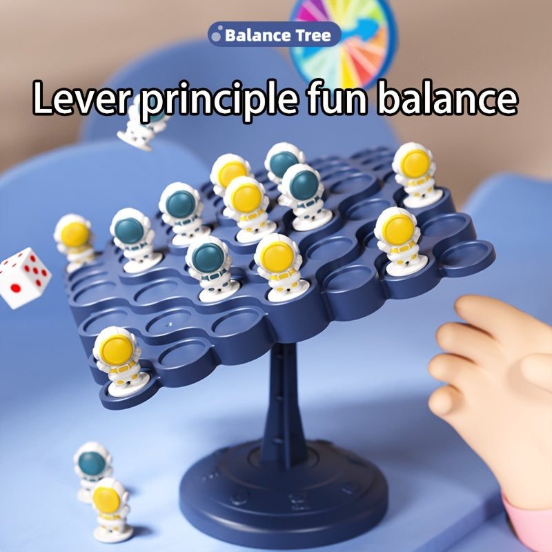 Astronaut Balance Tree Board Game for Kids Ages 3+ with 12 Colorful Spaceman Figures and Multi-Level Challenges