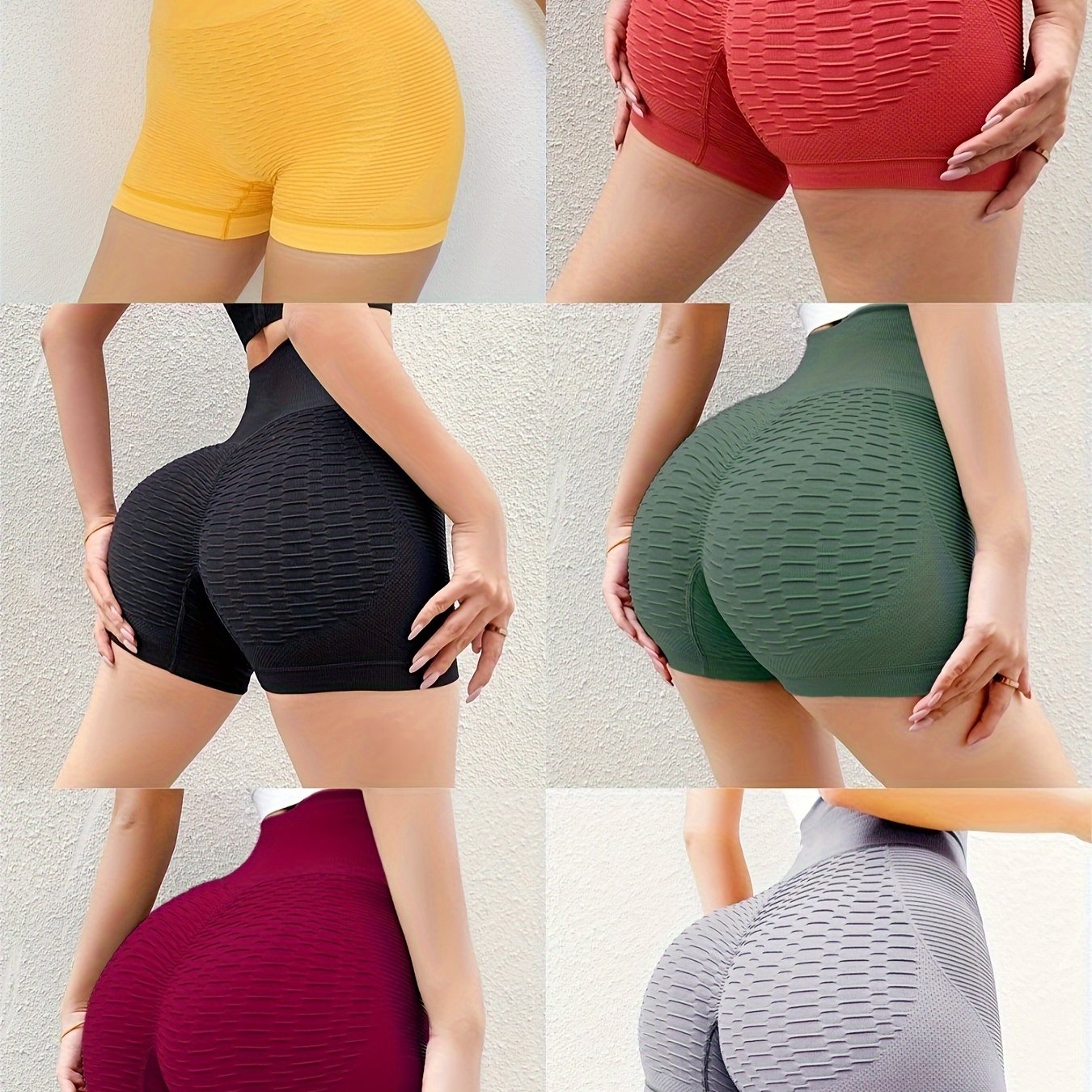 6-Piece High-Waisted Shaping Leggings and Shorts Set for Fitness Breathable Seamless Tummy Control