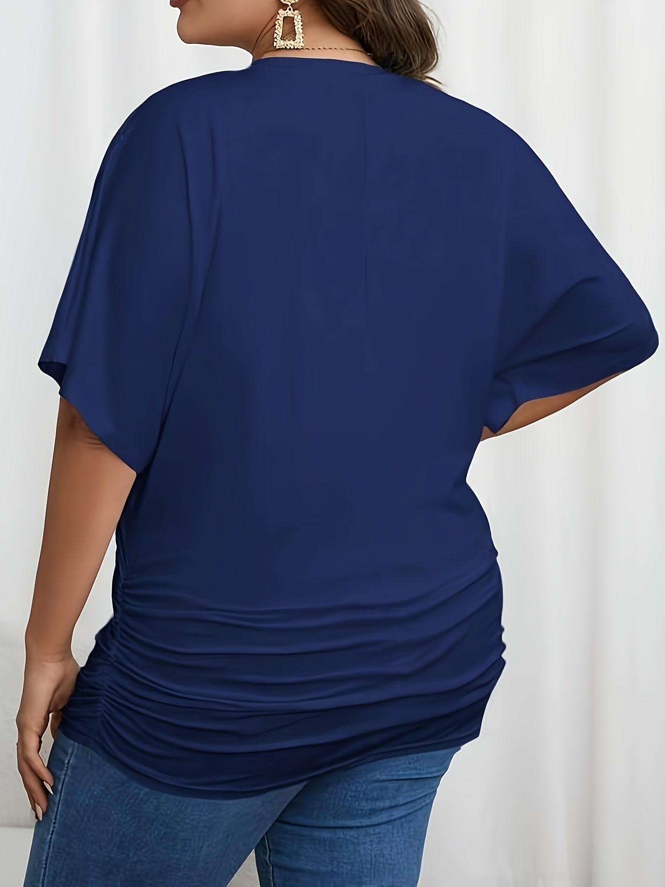 Plus Size V-Neck T-Shirt Women Short Sleeve Casual Spring Summer