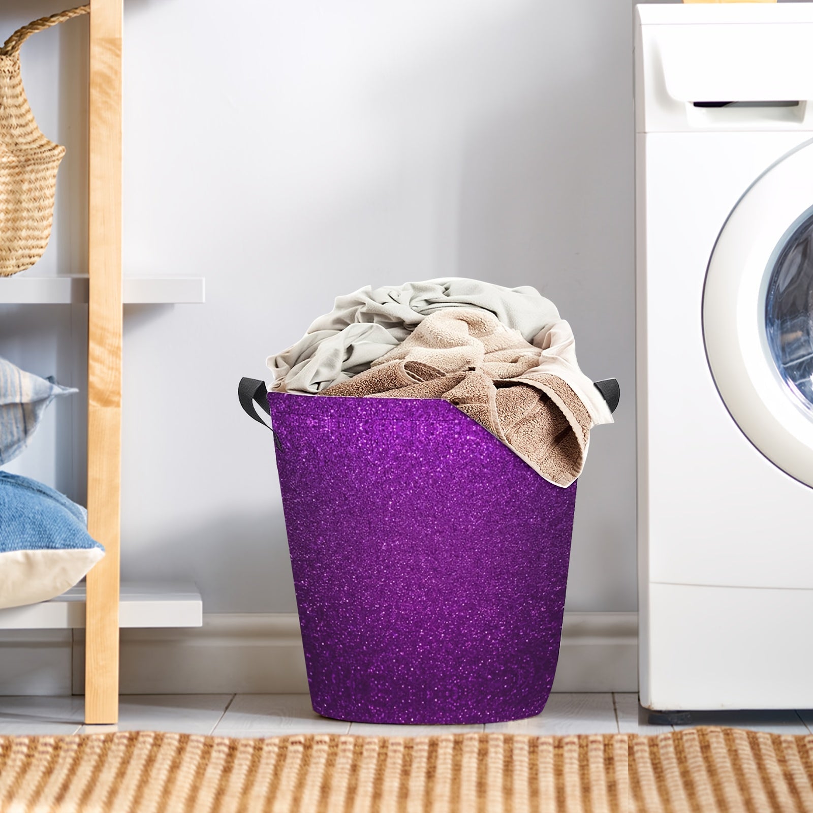 Просторная складная корзина для белья - изготовлена из водонепроницаемой оксфордской ткани, прочная и легкая в переноске, с достаточным пространством для одежды, игрушек и различных предметов.