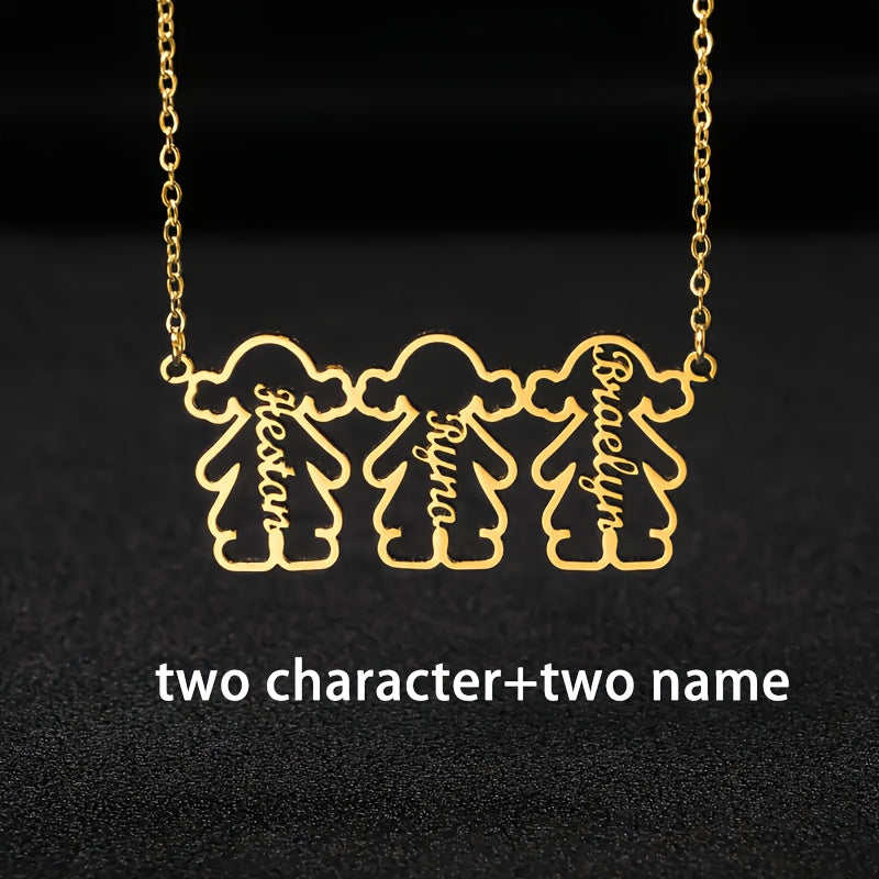 Personalized Stainless Steel Pendant Necklace with Multiple Names for Women