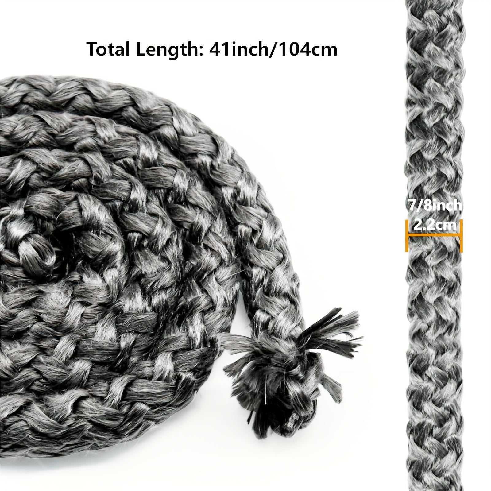 High-Temperature Graphite-Infused Glass Fiber Sealing Rope 2.54cm x 104.14cm Replacement Stove Seal